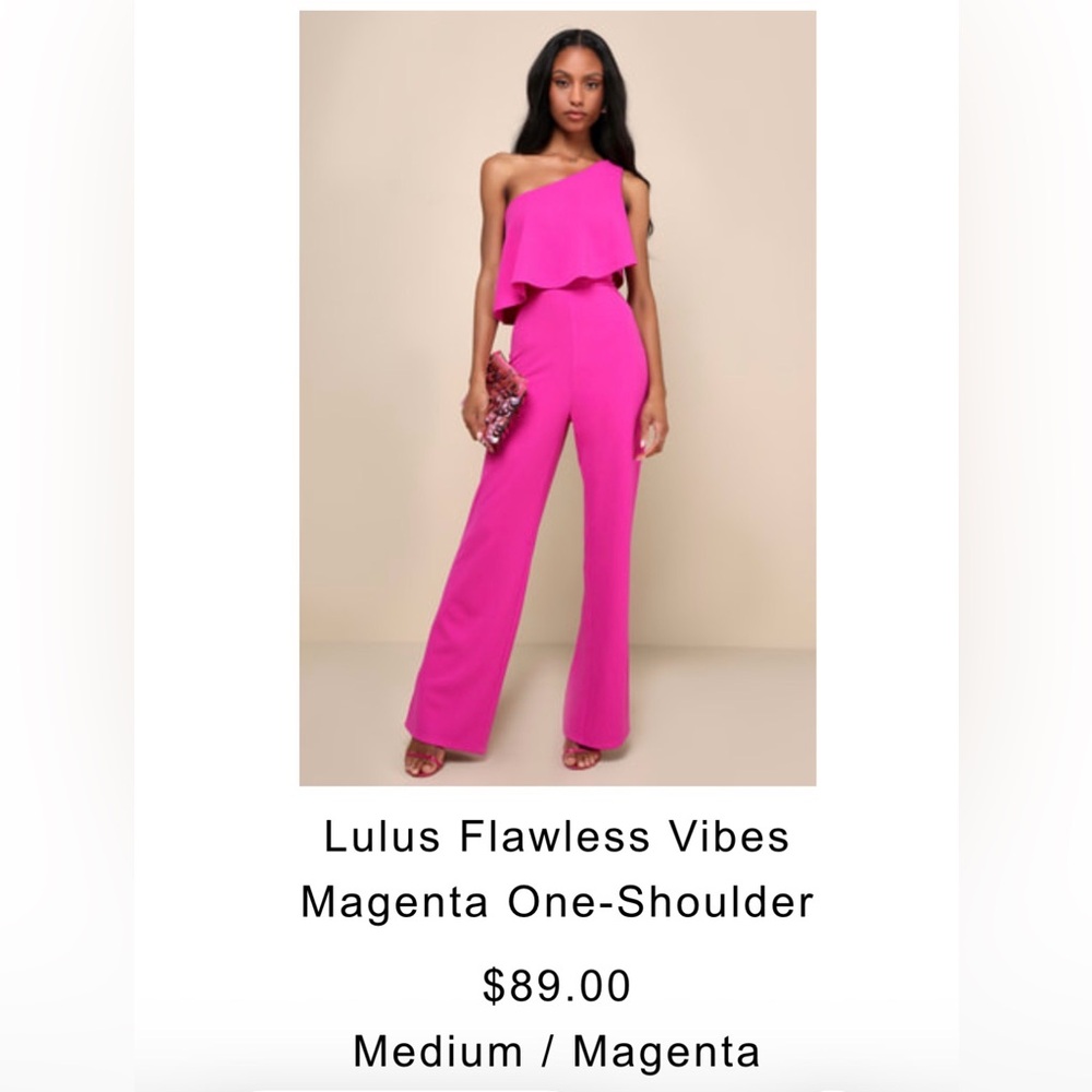 Lulu's Vibrant Magenta One-Shoulder Jumpsuit